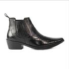 Bota Cano Curto Couro Masculino Bico Fino Confortável -