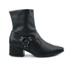 Bota cano curto detalhe tiras e argola usaflex couro