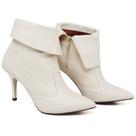 Bota Cano Curto Dobrado Salto Fino Médio Napa Off White