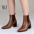 Bota cano curto elastico couro wj acessórios cor whisky