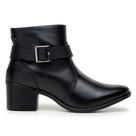 Bota Cano Curto Feminina 3 em 1 Five Days em Couro Preto Bota Cano Curto Feminina 3 em 1 Five Days em Couro Preto