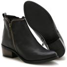 Bota Cano Curto Feminina Preta Salto Baixo Bico Redondo com Zíper Confortável Bota Cano Curto Feminina Preta Salto Baixo Bico Redondo com Zíper Confortável