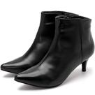 Bota Cano Curto Feminino Lisa Bico e Salto Fino Fecho Zíper