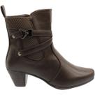 Bota Cano Curto Mooncity Salto Geométrico Tiras Feminina