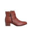 Bota Cano Curto Pixolé Salto Baixo Couro Conhaque