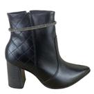 Bota Cano Curto Preta Com Strass Ramarim 2468102 **COURO**