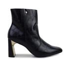 Bota Cano Curto Ramarim Salto Bloco Alto 2560101 Preto Dourado