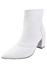 Bota Cano Curto Rosa Chic Calçados Bico Fino Salto Alto Zíper Feminino Branco