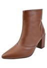 Bota Cano Curto Rosa Chic Calçados Bico Fino Salto Alto Zíper Feminino Caramelo