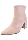 Bota Cano Curto Rosa Chic Calçados Bico Fino Salto Alto Zíper Feminino Nude