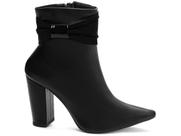 Bota Cano Curto Salto Alto Grosso Bico Fino Feminina 9cm Nubuck EMILY ONLINE