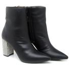 Bota Cano Curto Salto Médio com Strass Napa Preto Ella's