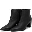 Bota Cano Curto Solis Salto Bloco Em Couro