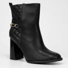 Bota Cano Curto Vizzano Matelassê Salto Alto Feminina - Preto Bota Cano Curto Vizzano Matelassê Salto Alto Feminina - Preto