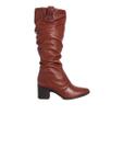 Bota Cano Longo Bottero Salto Bloco Couro Marrom