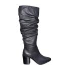Bota Cano Longo Couro Engomado Feminina Bottero Preta