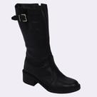 Bota Cano Longo Couro Preta com Fivela elegância e conforto