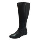 Bota Cano Longo Flat Couro de Carneiro Preto