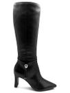 Bota Cano Longo Giulia Domna Couro Preto Salto Alto 593008