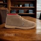 Bota cano médio Camping couro camurça masculina feminina sola borracha crepe
