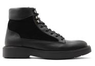 Bota Cano Médio Couro Preto com Solado de EVA - Barcelona Design
