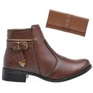 Bota Casual Feminina Cano Curto + Carteira Dia a Dia Bota Casual Feminina Cano Curto + Carteira Dia a Dia
