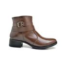 Bota Casual Feminina Couro Cano Curto Tiras Fivela Moderna