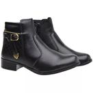 Bota Casual Feminino Cano Curto Zíper Fivela Tira Ponteira Metal Moda Inverno Salto Baixo Bota Casual Feminino Cano Curto Zíper Fivela Tira Ponteira Metal Moda Inverno Salto Baixo