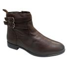 Bota Casual Feminino Milla Flor 24102-01 Couro Legítimo Cano Curto Marrom