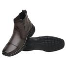 Bota Casual Masculina Botina Couro Tradicional Elástico Café