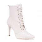 Bota Casual Pires Shoes Cano Alto Bico Fino e Salto Agulha Fecho Cadarço