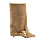 Bota Cecconello Feminina Cano Médio Latte Couro Camurça Bota Cecconello Feminina Cano Médio Latte Couro Camurça