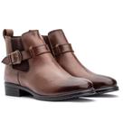 Bota Chelsea Feminina Couro Cano Curto Fivela Lisa Dia a Dia