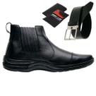 Bota Chelsea Masculina Conforto Resistente Em Couro Carteira e Cinto