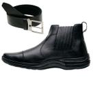 Bota Chelsea Masculina Coturno Couro Natural Casual Com Cinto