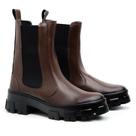 Bota Coturno Botina Feminina Cano Médio Elástico Sintético Botinha Capuccino