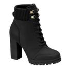 Bota Coturno Cadarço Salto Grosso meia pata Tratorada Moleca Original 5325.119 - Preto