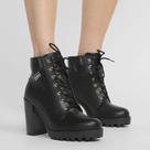 Bota Coturno Cano Curto Moleca Salto Bloco Tratorada Feminina