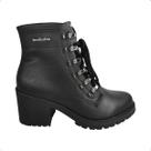 Bota Coturno Cano medio Feminino Couro legitimo Cadarço 77302