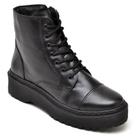 Bota Coturno Casual Haldrys de Couro Cano Curto com Sola Alta Tratorada