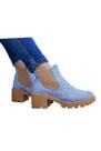 Bota Coturno Chelsea Jeans Tratorado Tendência Blogueiras
