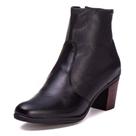 Bota Coturno Couro Feminina Texturizada Cano Curto Salto Bloco Médio Confortável Clássica Moderna Atemporal