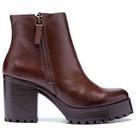 Bota Coturno Couro Feminino Zíper Moda Elegante Moderno Resistente Salto Alto Tratorado