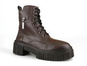 Bota Coturno Donna Lolita Cano Medio Detalhe De Ziper Cafe