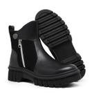 Bota Coturno Dorf Feminina Modelo Blade Tratorada Em Couro Preto Bota Coturno Dorf Feminina Modelo Blade Tratorada Em Couro Preto