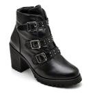 Bota Coturno Feminina Couro Fívela Cano Médio Estilo Moda