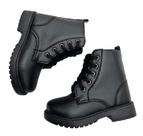 Bota coturno feminina infantil preta cadarço