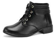 Bota Coturno Feminina Preto Cano Médio de Amarrar Confortável e Estiloso Bota Coturno Feminina Preto Cano Médio de Amarrar Confortável e Estiloso
