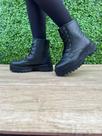 Bota Coturno Feminina Tratorada Cano Médio Plataforma Confortável Estilo Militar Blogueira Preto Bege Offwhite