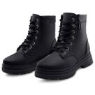 Bota Coturno Feminina Tratorada Menina Super Conforto Cano Médio Preta Gatatuya